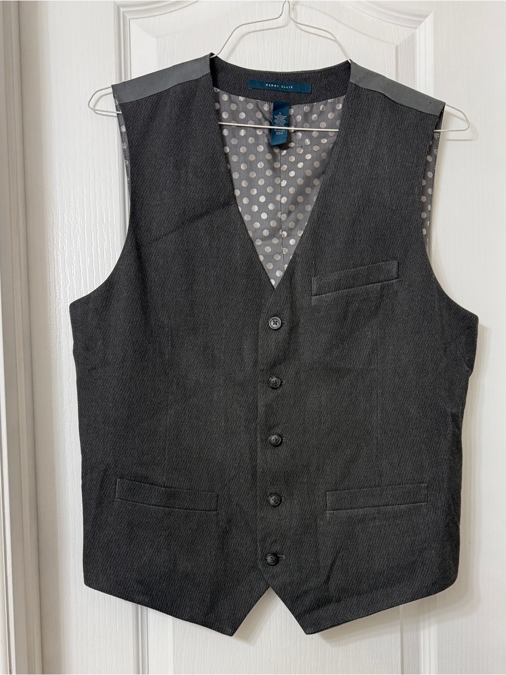 Perry Ellis men's formal suit vest dark grey size L